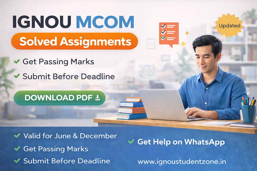 IGNOU MCOM solved assignments pdf download with updated answers and submission guidance