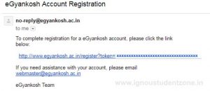Ignou egyankosh account registration email