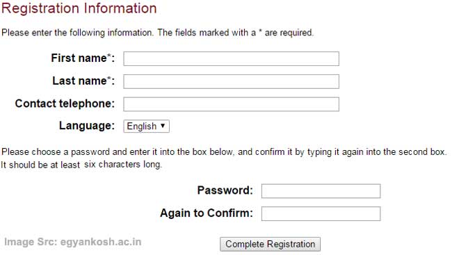 Ignou egyankosh registration form