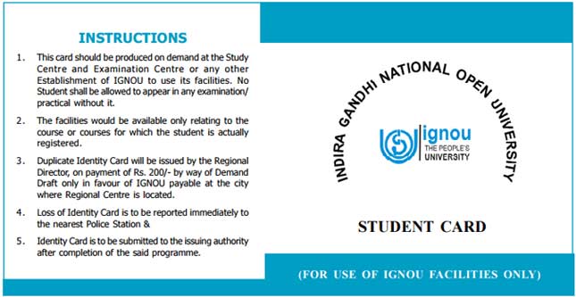 Ignou Student identity card