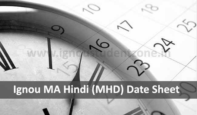 Ignou MHD date sheet for June & December exams