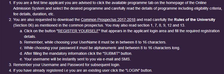 Instructions and guidelines to fill up Ignou M.Com online admission form