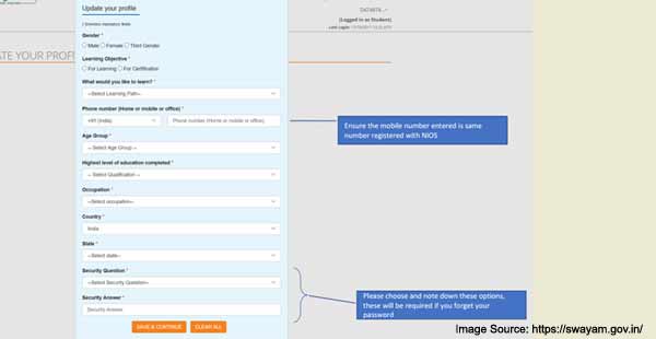 Swayam Profile Update 
