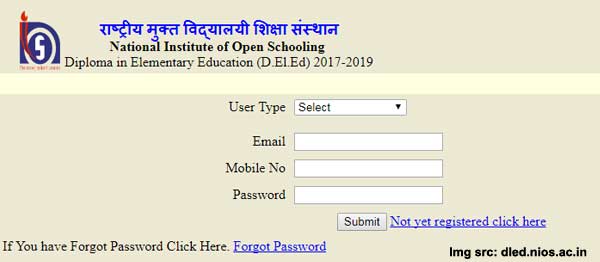 NIOS DELED PCP schedule upload login form