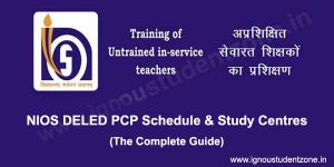 nios deled pcp schedule & study centre list
