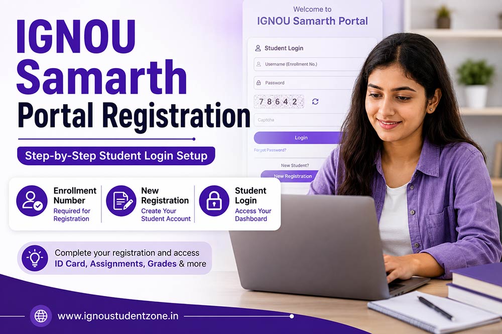 IGNOU Samarth Portal registration process for new students using enrollment number