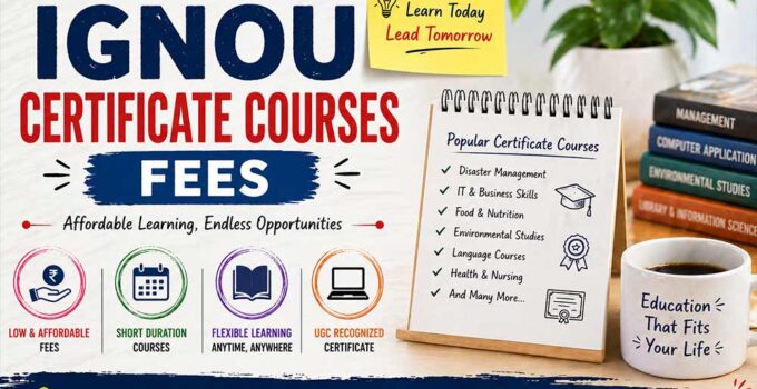 IGNOU certificate courses fees list with affordable course options and fee structure