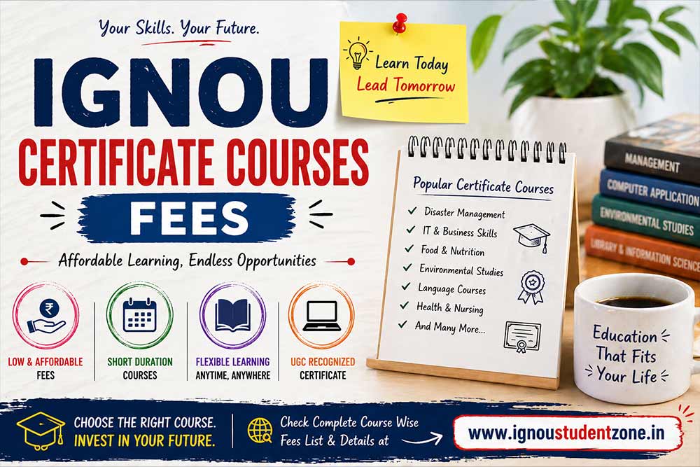 IGNOU certificate courses fees list with affordable course options and fee structure