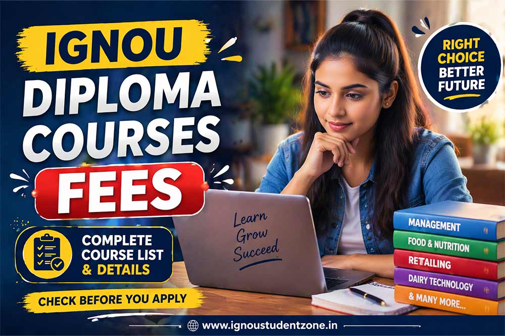 IGNOU diploma courses fees course wise list and fee structure