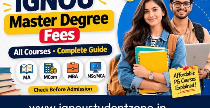 IGNOU master degree fees complete guide for MA MCom MBA MSc courses