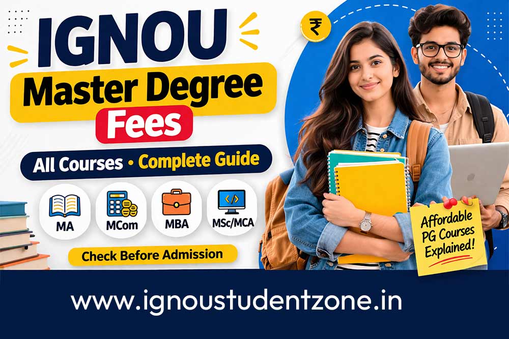IGNOU master degree fees complete guide for MA MCom MBA MSc courses