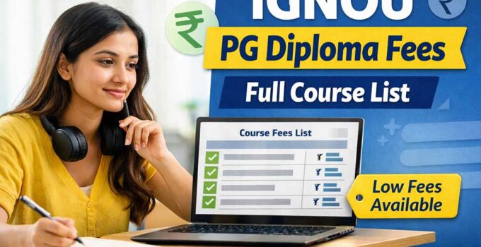 IGNOU PG diploma fees course wise list with cheapest courses and full fee structure