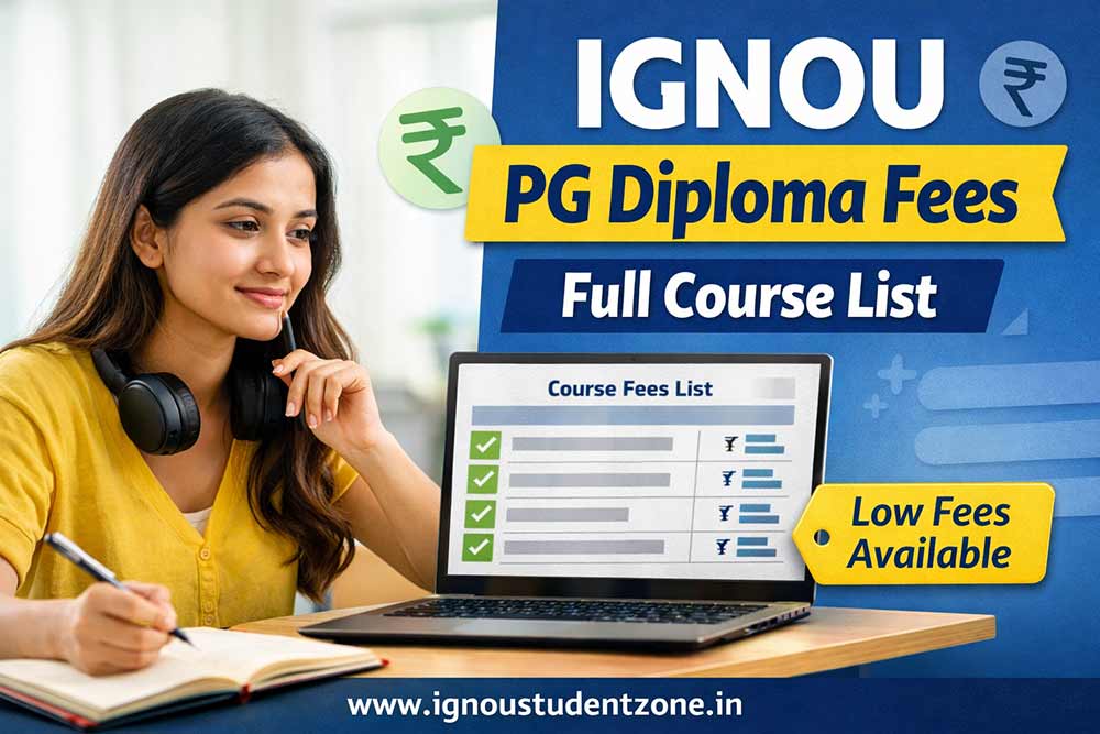 IGNOU PG diploma fees course wise list with cheapest courses and full fee structure
